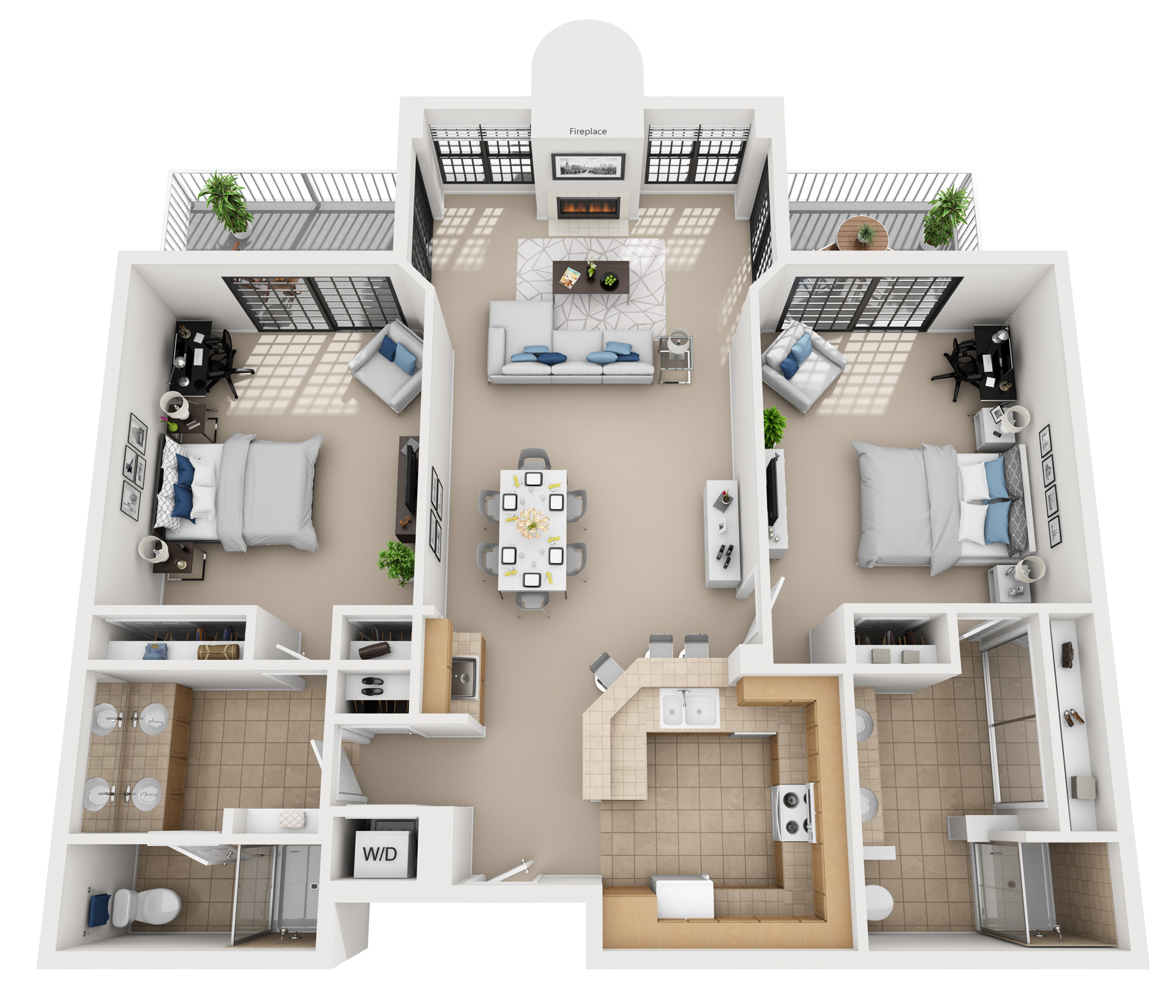 2 bedroon floor plan at 555 Barrington