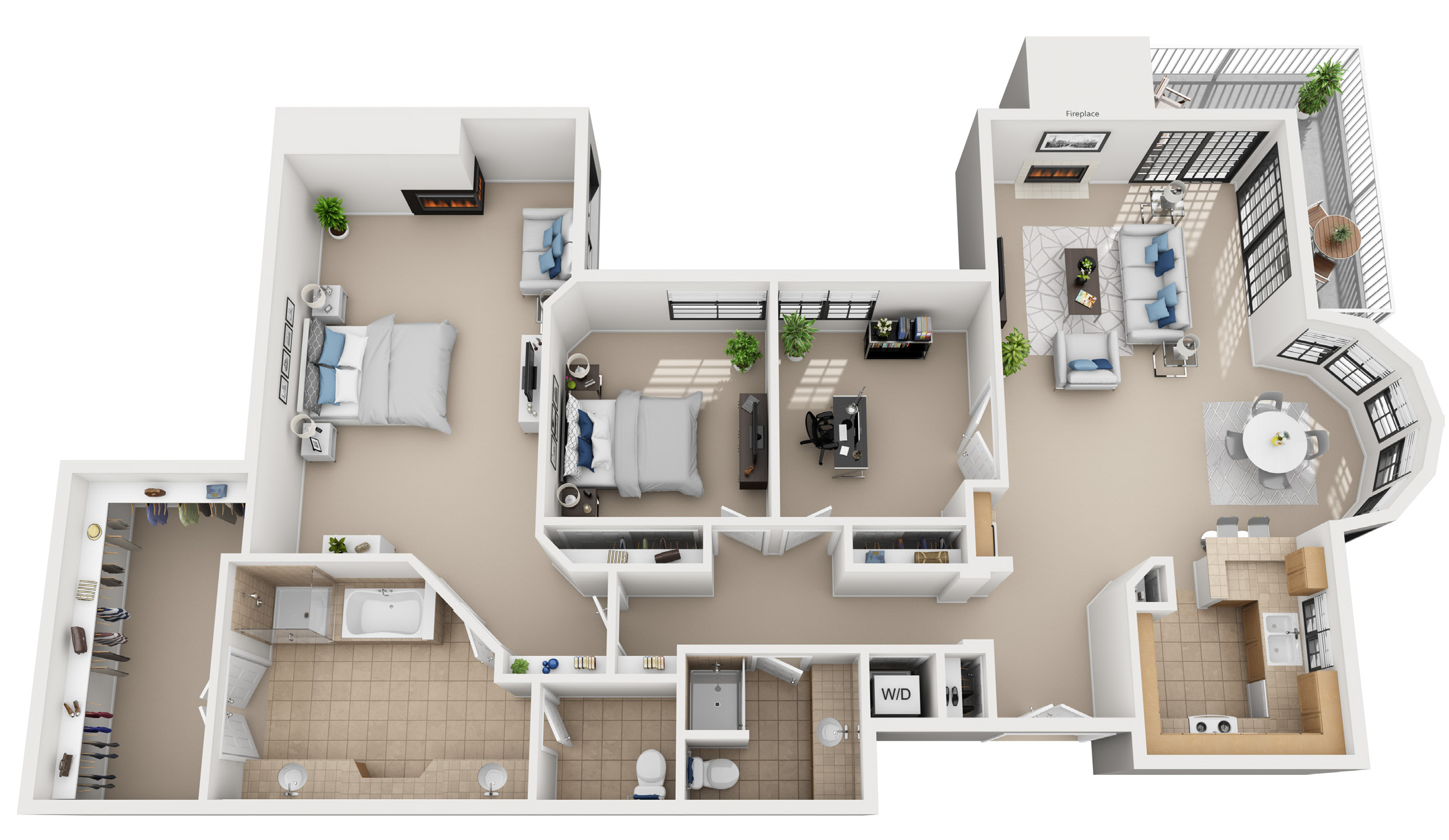 3 bedroom floor plan at 555 Barrington - Brentwood Luxury Apartments