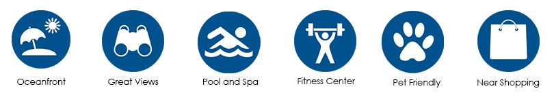 Icons show pool, fitness and other amenities at The Shores 