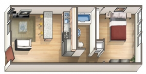 One bedroom floorplan
