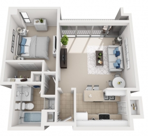 1 bedroom floor plan