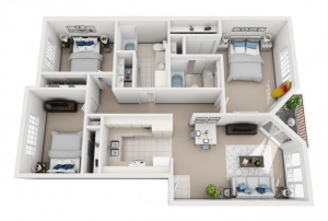 3 bedroom apartment floor plan