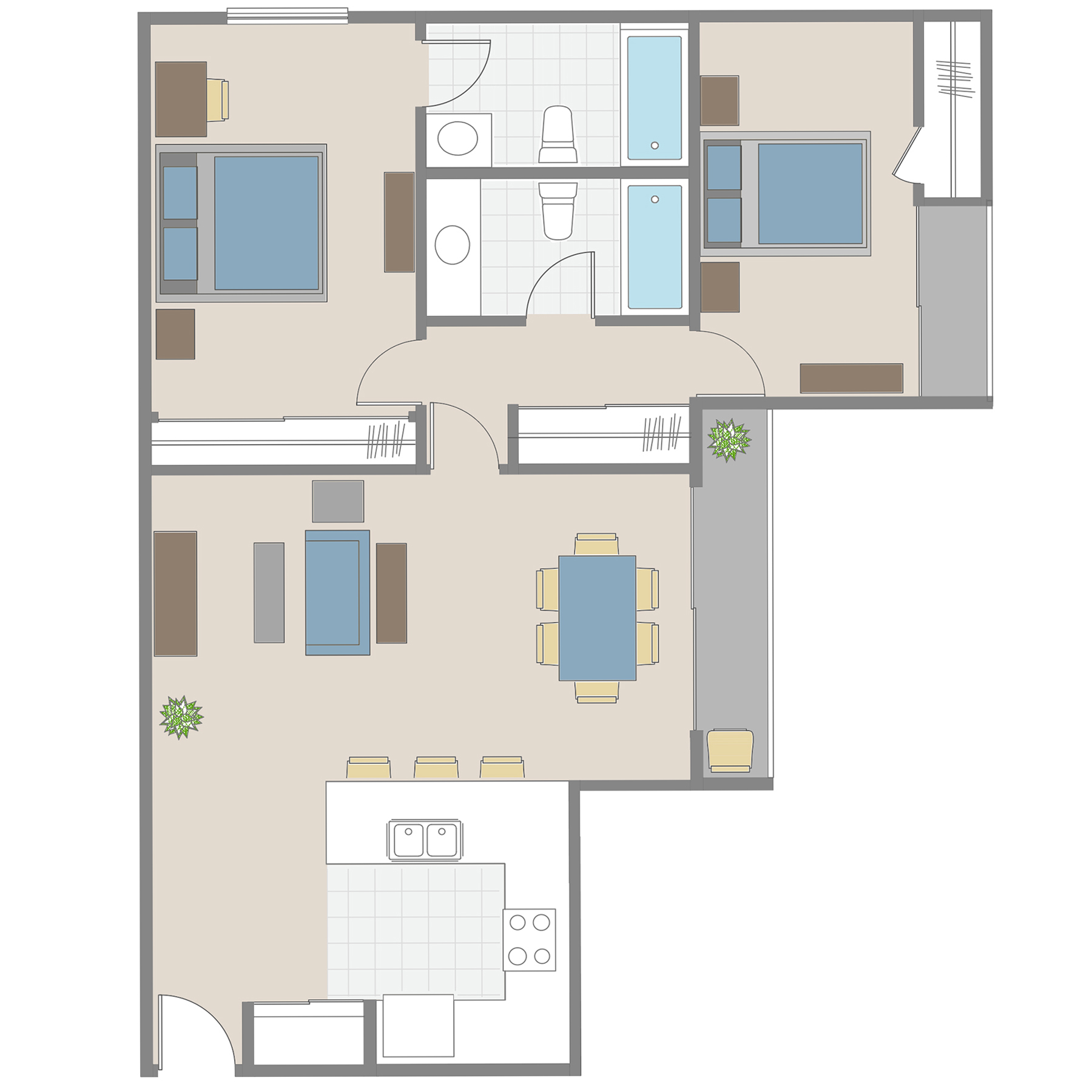 two bedroom apartment floor plan