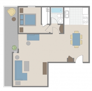 One bedroom apartment floor plan