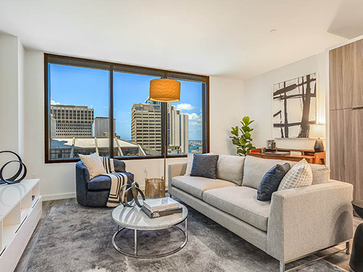 living room at The Residences at Bishop Place