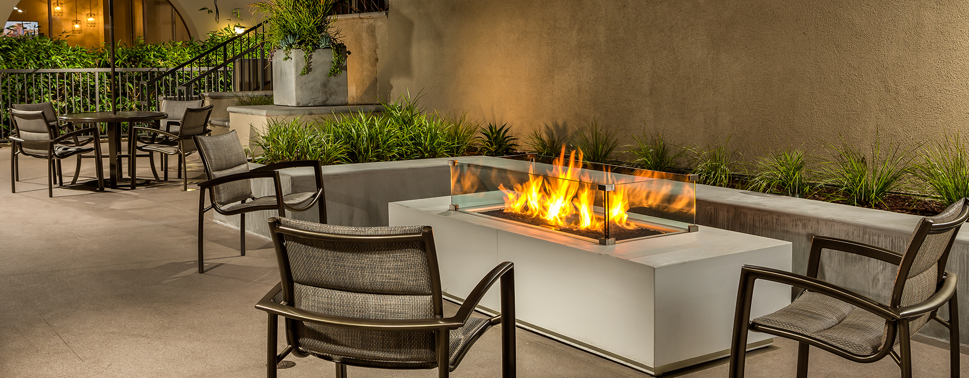 Outdoor fire pits at The Glendon