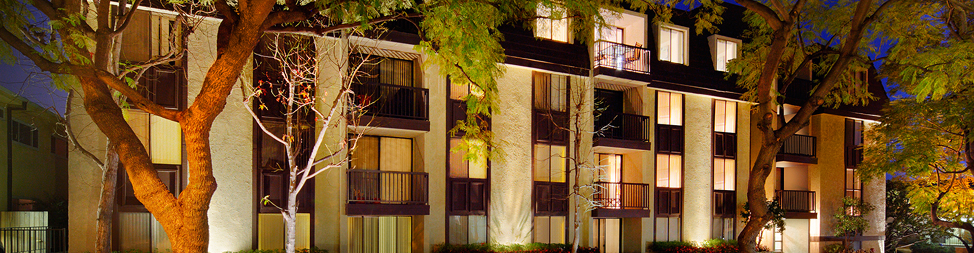 Nighttime view of building exterior