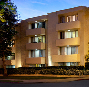 Barry Apartment Building at Twilight